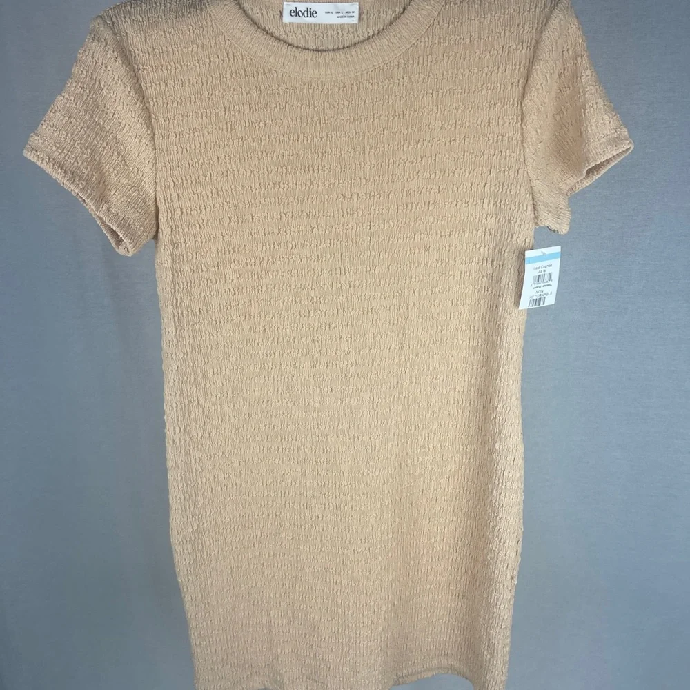 Elodie Textured Short Sleeve Dress in Sand size large NWT - Picture 4 of 6